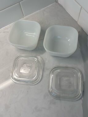 2 Vintage Balkan Milk Glass Yogurt Makers with lids